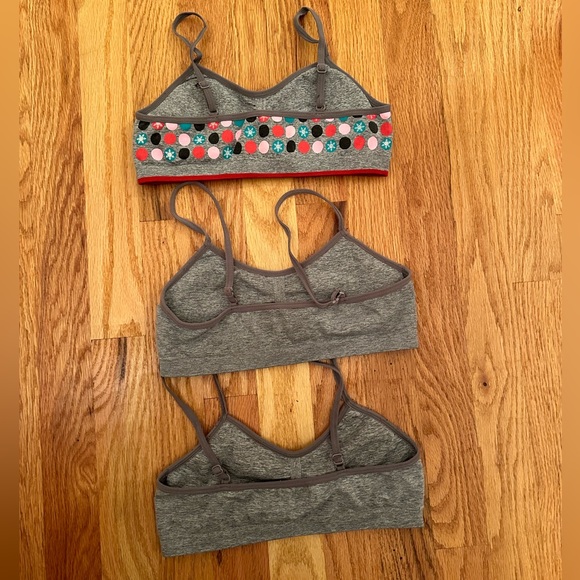 Maidenform Girls Training Bras Girls Size M Sports Bra 3 Pack Gray & Polka Dot - Picture 2 of 3